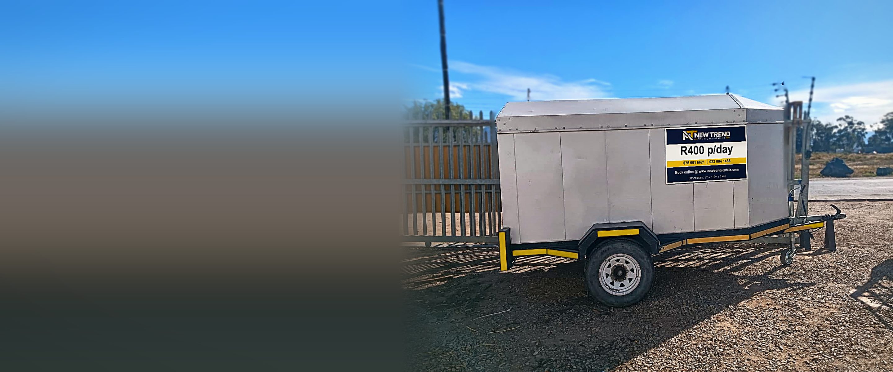 Closed trailer · 3m × 1.4m trailer for hire in Worcester – New Trend Rentals