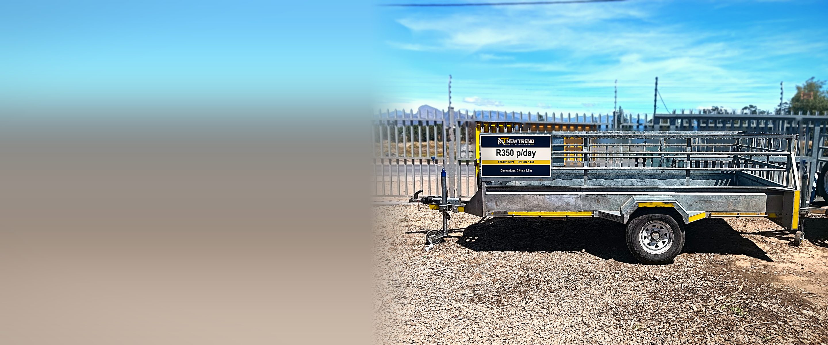 Single axle · 3.6m × 1.7m trailer for hire in Worcester – New Trend Rentals