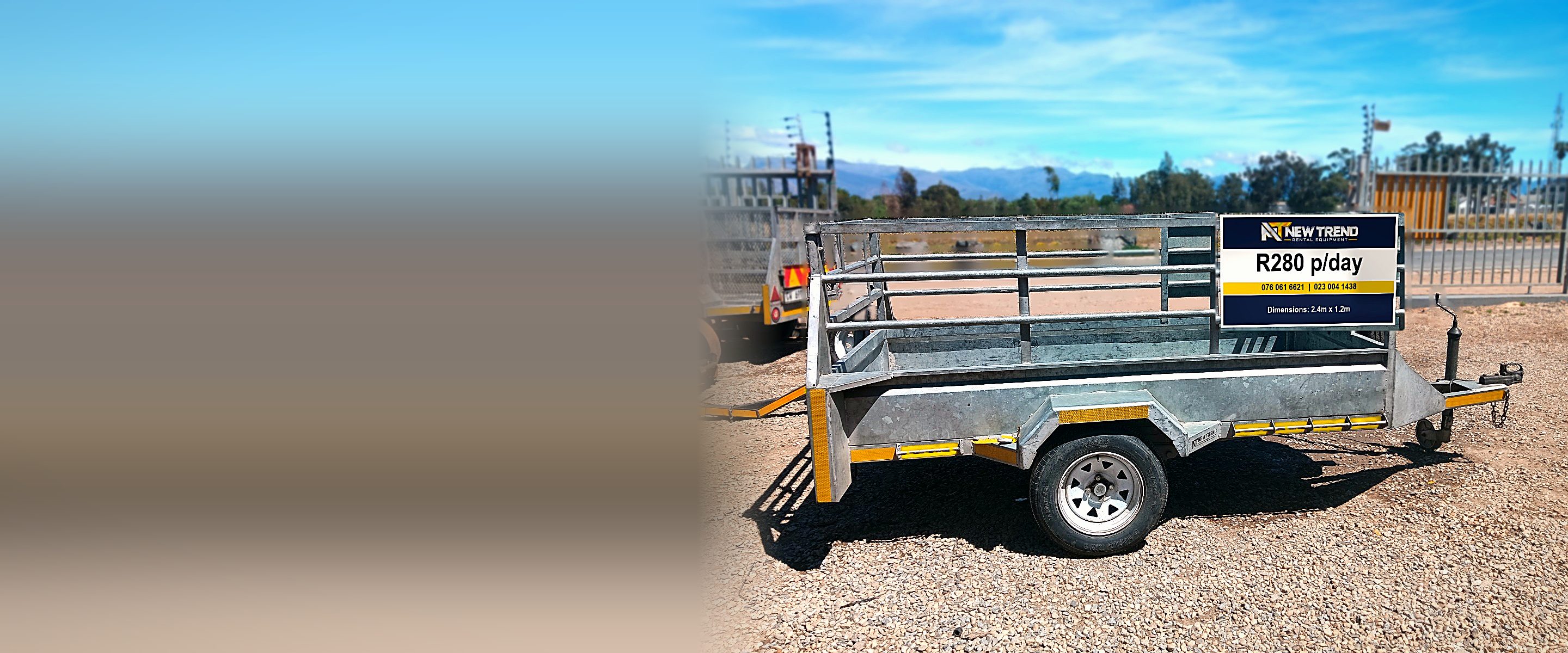 Single axle · 2.4m × 1.2m trailer for hire in Worcester – New Trend Rentals
