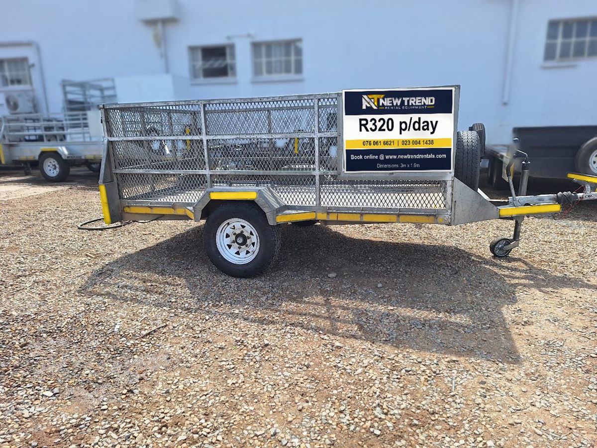 3m × 1.6m Full mesh · 900 mm sides trailer for hire in Worcester